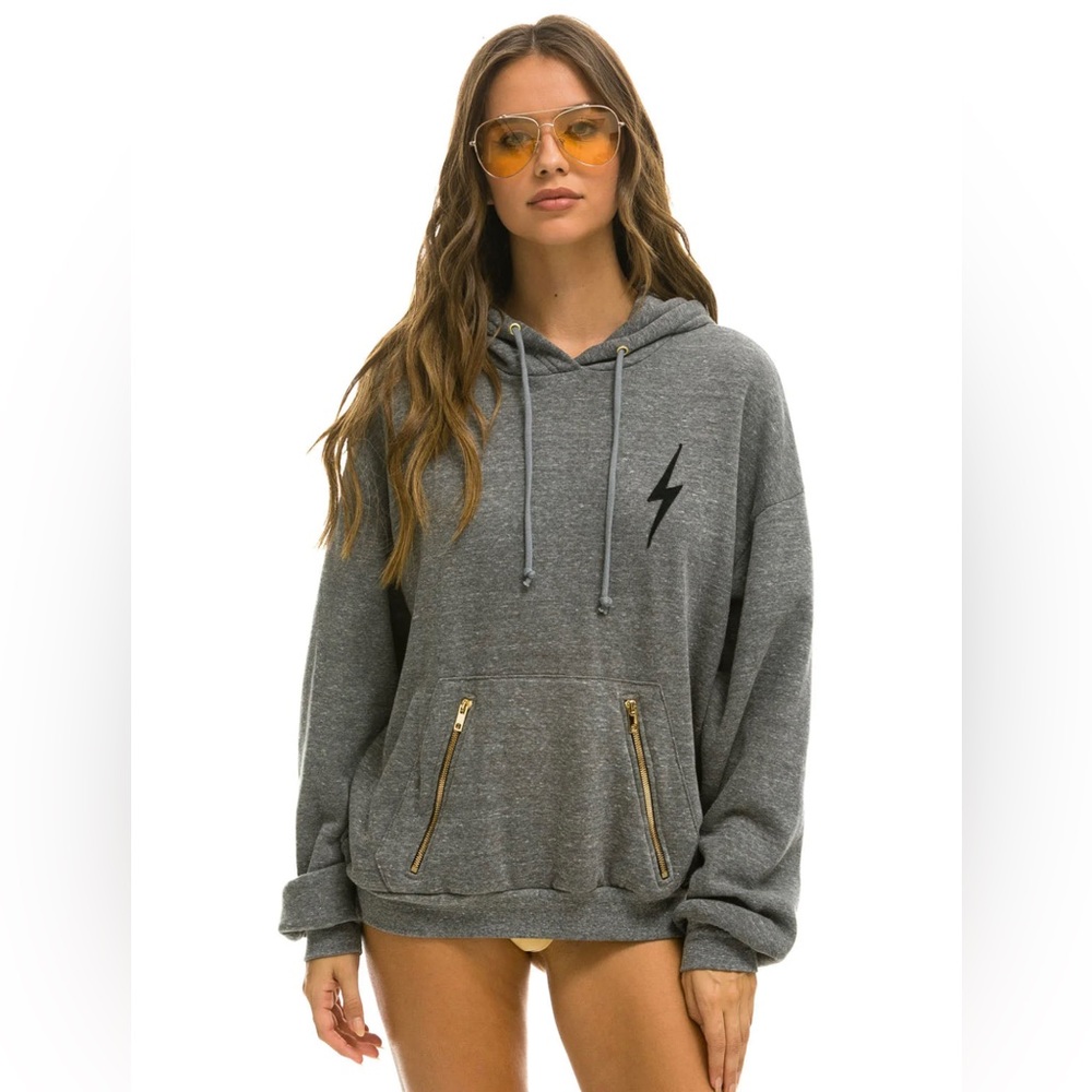 Aviator Nation BOLT STITCH RELAXED PULLOVER HOODIE W POCKET ZIPPERS